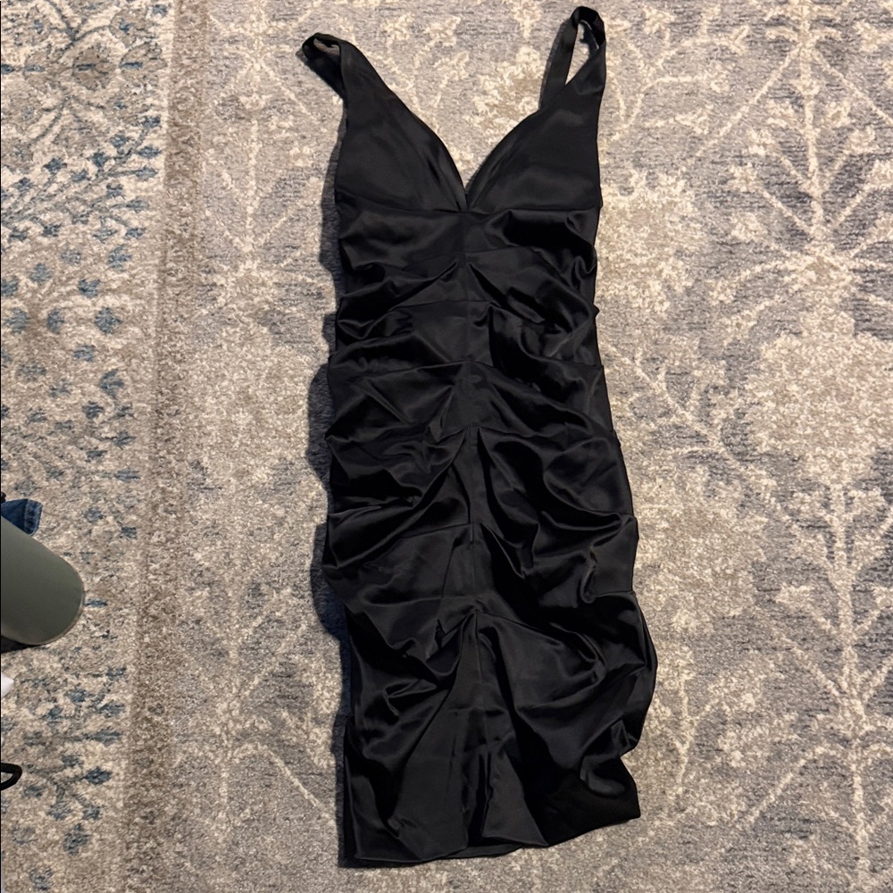 Nicole Miller Black Ruched Mini Dress